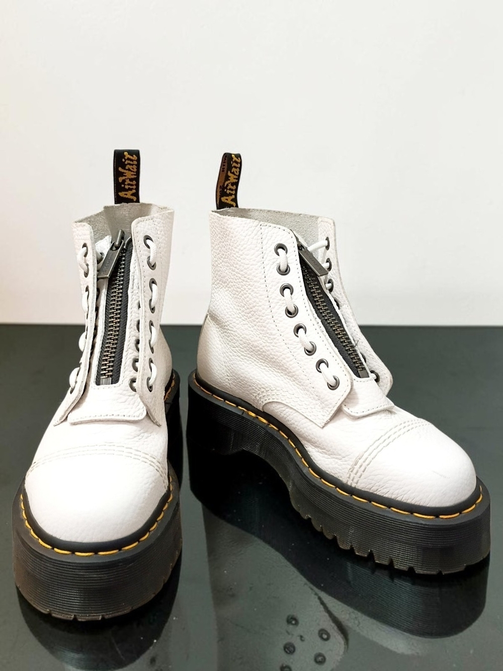 New Dr. Martens Sinclair White Nappa Leather Platform Boots